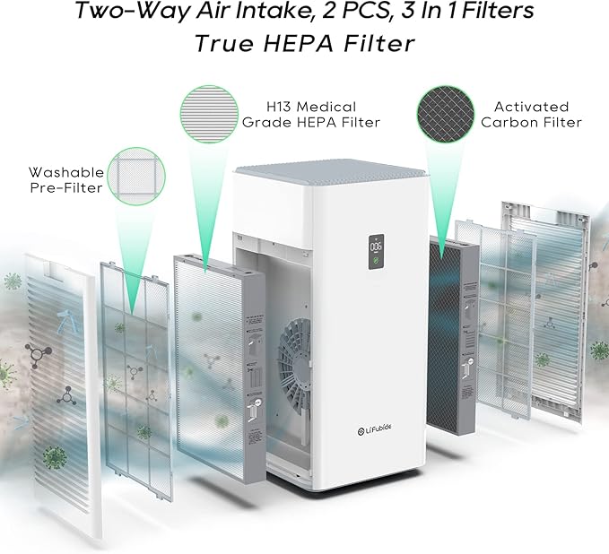 Y1000 Air Purifier Replacement Filter, 2-in-1 H13 True HEPA and High-Efficiency Activated Carbon Filters Set, 1 Set of 2pcs,Y1000Filter