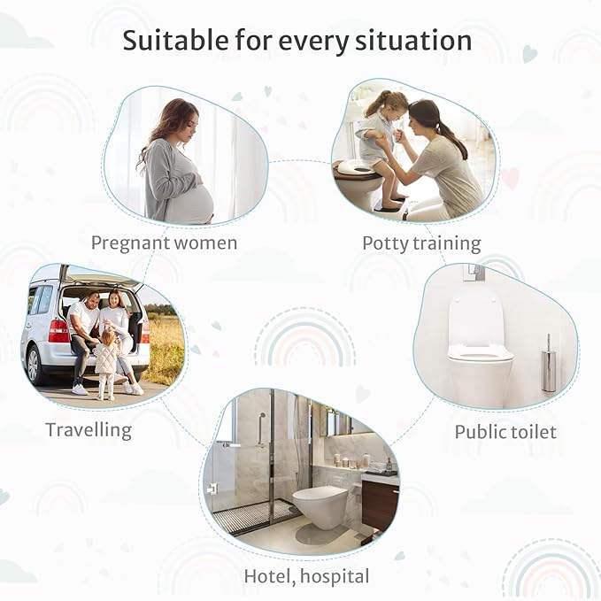 Blissful Diary 30 Pcs Toilet Seat Covers Disposable for Toddlers & Adults, Extra Large Waterproof, Portable Package for Travel, Kids Potty Training