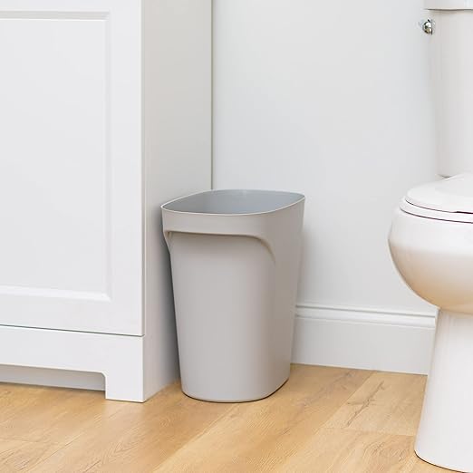 IRIS USA Small Trash Can Wastebasket with Handle, 6 Gallon / 24 Quart, 3-Pack, for Bathroom, Office, Bedroom, Under Sink, Kitchen, Garbage - Gray