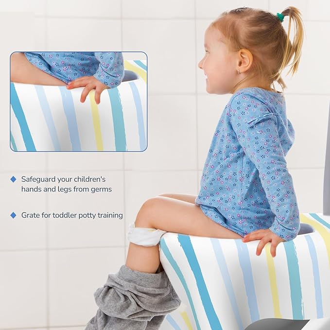 Toilet Seat Covers Disposable, Large Waterproof Potty Covers for Toddlers, Kids, and Adults, Toddler Potty Training for Public Restroom, Airplane, Trip, Individually Wrapped for Travel (Wave)