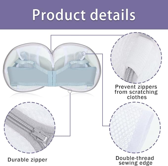 Shappy 6 Pieces Bra Washing Bag for Laundry Mesh Wash Lingerie Underwear Brassiere Washing Bags with Zipper for Women Laundry Storage(7.87 Inch,Gray)