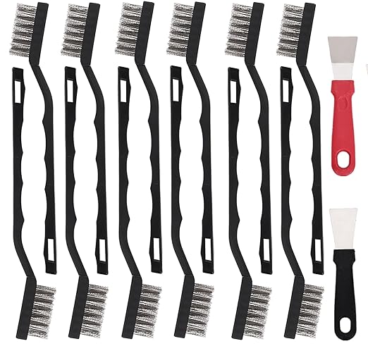 24 Pcs Mini Stainless Steel Wire Brush Set, Wire Scratch Brush with Curved Handle, Cleaning Weld Slag and Rust