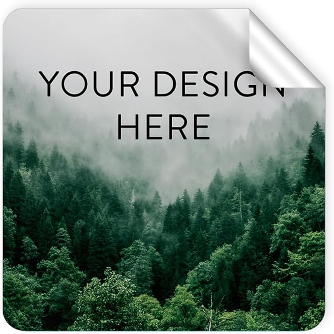 100 Custom Vinyl Stickers - Upload Your own Image, Text, Design, Logo - Personalized Logo Labels for Handmade, Packaging, Bottle, Jars, Candle, Brand Stickers (Foggy Valley, 3x3 Square)