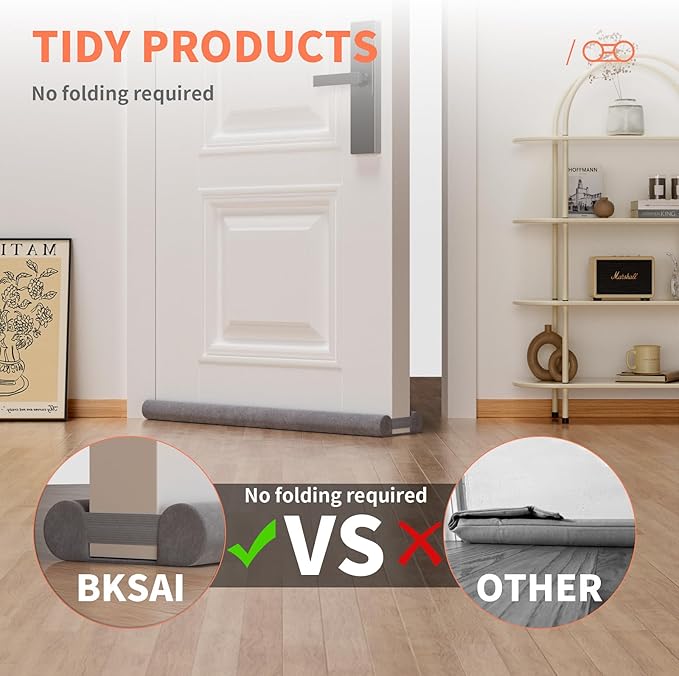 Door Draft Stopper for Bottom of Door, Under Door Gap Filler/Seal for Big Gap, No Folding Required, Flexible Installation Door Sweep soundproofing Strip for Home & Apartment, 28-32in, Grey