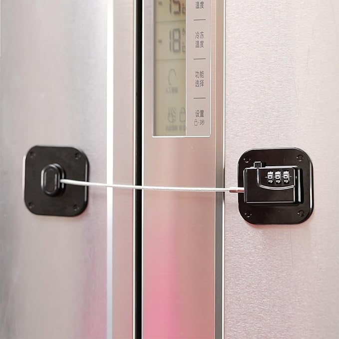 YEYA Upgraded Refrigerator Door Lock with Combination for Adults, Lock for Fridge, Freezer, File Cabinets, Desk Drawers, Locker, Child Safety Latch, Easy Install No Drlling 1 Pack