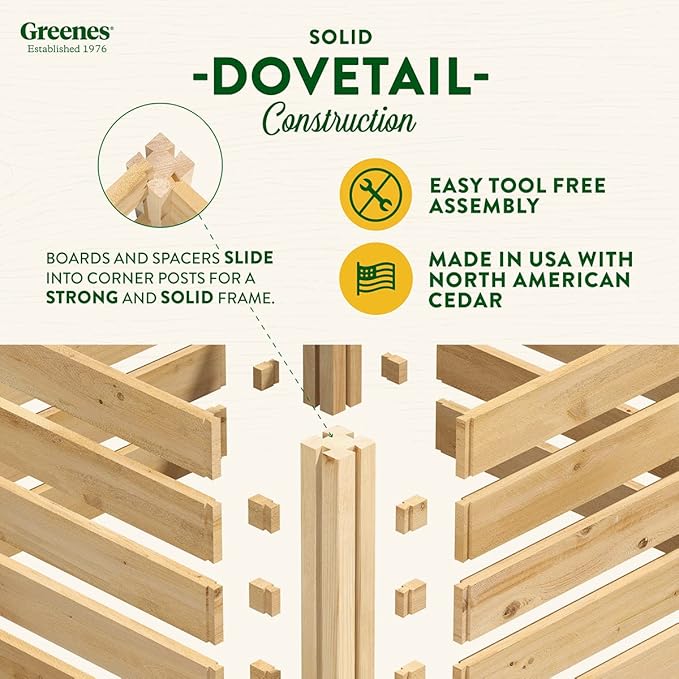 Greenes Fence Cedar Wood Composter, 24" W x 24" L x 31" H / 77.3 Gallons - Made in USA with North American Cedar