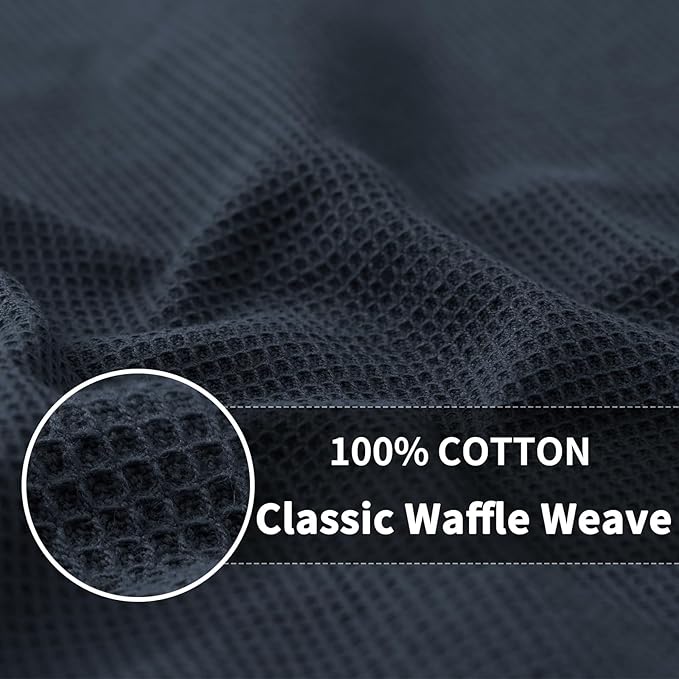 Homaxy 100% Cotton Waffle Weave Dish Cloths - 12 Pack Soft and Absorbent Dish Towels - 12 x 12 Inches Quick Dry Dish Rags - Dark Grey