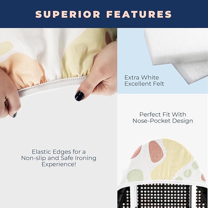 Ironing Board Cover and Pad Extra Thick Heavy Duty Padded 4 Layers Non Stick Scorch and Stain Resistant 15x54 and 3 Fasteners Elastic Edge with Bonus Protective Scorch Mesh Cloth