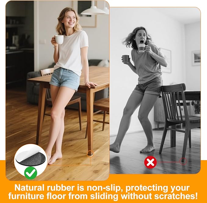 CHUNZEXI Non Slip Furniture Pads - 16 Premium Furniture Grippers Self Adhesive Rubber Furniture Feet, Anti Slide Furniture Hardwood Floor Protector for Keep Couch Stoppers (2 inch Round)