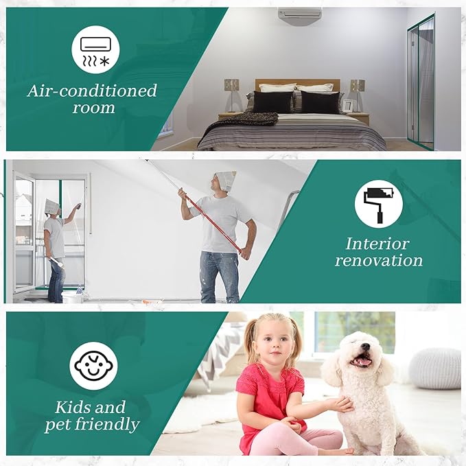 Amylove Zipper 48 x 87 Inch Dust Barrier Kit Green Edged Temporary Construction Door Barrier 4 x 7.25 ft Reusable Plastic Curtain Cover Containment Doorway Wall Screen Sheeting for Bathroom Hallway