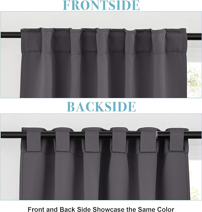 RYB HOME Small Window Curtains - Blackout Insualting Privacy Curtains for Kids Bedroom Kitchen Bathroom Basement Cafe Cabinet Tiers Drapes, 34 Width x 24 Length, 2 Panels, Grey