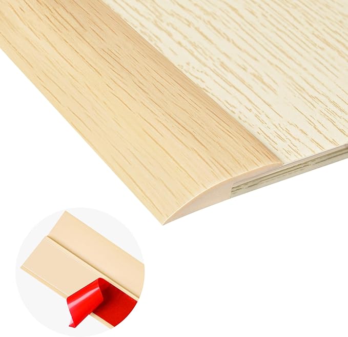 10Ft Carpet Floor Transition Strip, Self Adhesive Floor Edging Trim Strip, PVC Threshold Cover for Doorway, Floor Divider Strip Suitable for Threshold Height Less Than 5 mm - Beige Cream