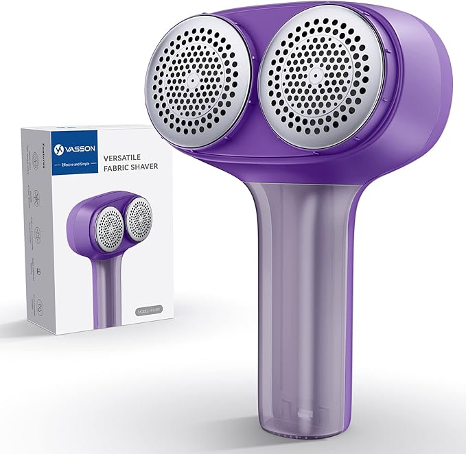 VASSON Fabric Shaver, Electric Lint Remover, Rechargeable Lint Shaver, Sweater Shavers to Remove Pilling, Large Fuzz Remover for Clothes Couch Furniture (Purple)