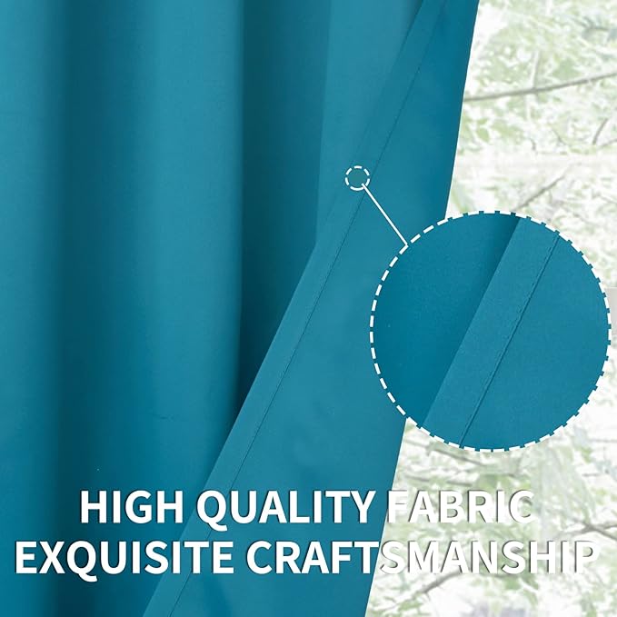BGment Peacockblue Blackout Curtains 54 Inch Length for Bedroom - Short Thermal Insulated Window Drapes Room Darkening with Rod Pocket for Kitchen Bathroom Living Room, 42 x 54 Inch, 2 Panels