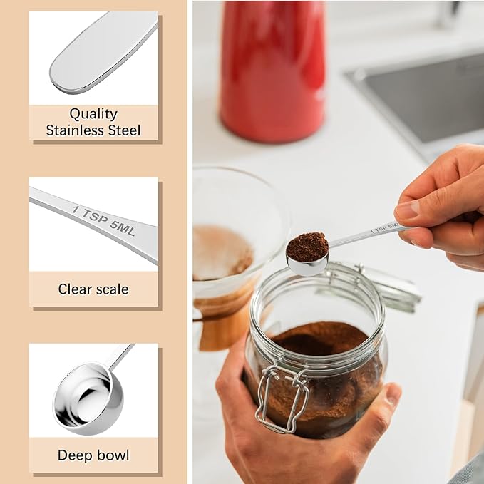 1PCS 1/2tbsp(1.5tsp, 7.5 ml) Single Measuring Spoon, Stainless Steel Individual Teaspoon, Metal Measure Scoop with Gift Box