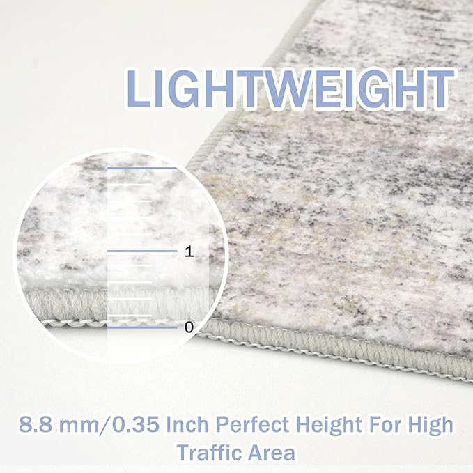 IOHOUZE Small Abstract Area Rug 2x3 Ft Entryway Rugs Washable Door Mat Indoor Entrance, Rubber Backed Throw Rugs, Printed Faux Wool Non Slip Floor Carpet for Foyer Front Door Sink, Grey Beige