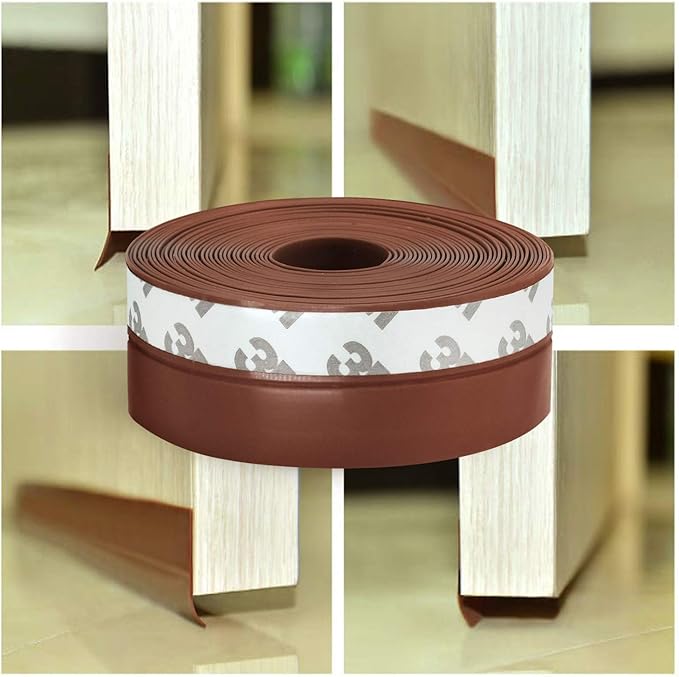 TAROSE Weather Stripping, Silicone Door Seal Strip Door, Window, 16 Feet Long, Reddish Brown (Width 25mm)