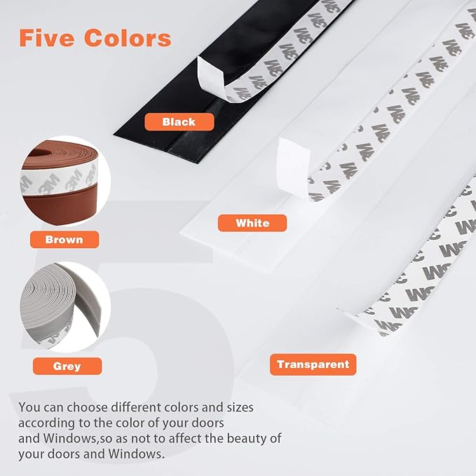 26 Feet Silicone Seal Strip, Weather Stripping Seal Tape for Door, Window & Shower Glass Gaps (White, 45MM)