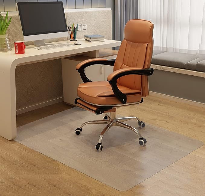 Chair Mat for Hardwood Floor, 53”x 45” Office Chair Mat, Floor Mat for Office Chair, Clear Desk Chair Floor Mat for Computer Desk