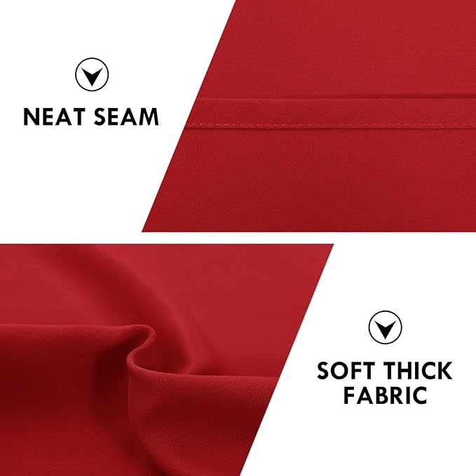 DWCN Blackout Curtains for Bedroom - Thermal Insulated Privacy Energy Saving Rod Pocket Drapes for Living Room, W 38 x L 72 Inch, Red, Set of 2