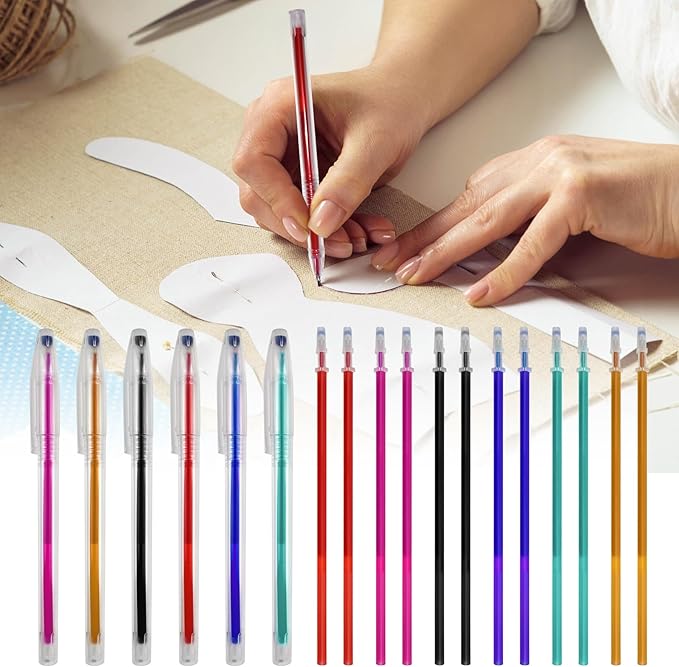 36pcs Heat Erasable Pens for Fabric, Assorted Colors, Fabric Pens for Sewing Erasable for Quilting Sewing DIY Dressmaking Fabrics Tailors Chalk