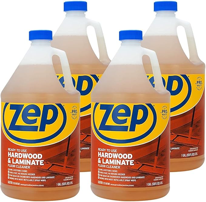 Zep Hardwood & Laminate Floor Cleaner, Brown, 128 fl oz (Pack of 4) (ZUHLF128CT)