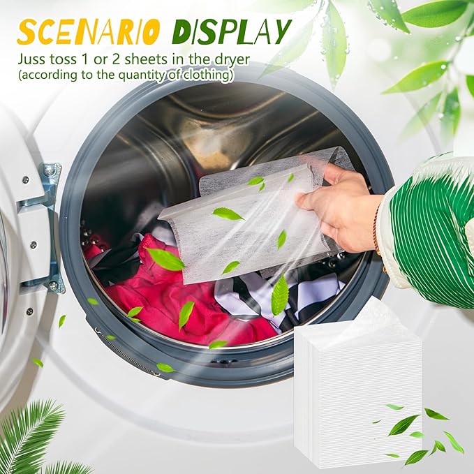 600 Count Unscented Dryer Sheets Fabric Softener Fresh Scent Dryer Sheets Bulk Naturally Softens and Removes Static Cling, Ideal for Large Households, Sensitive Skin