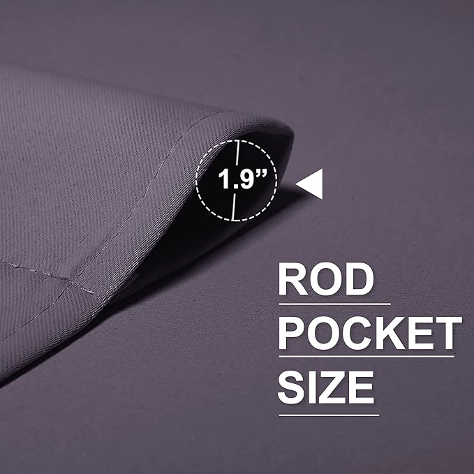 RYB HOME Bedroom Curtains Blackout - Light Block Energy Efficiency Small Window Treatment Drapes for Kitchen Dining Baby Nursery Morden Decor, W 42 x L 63 inch, Greyish Purple, 2 Panels