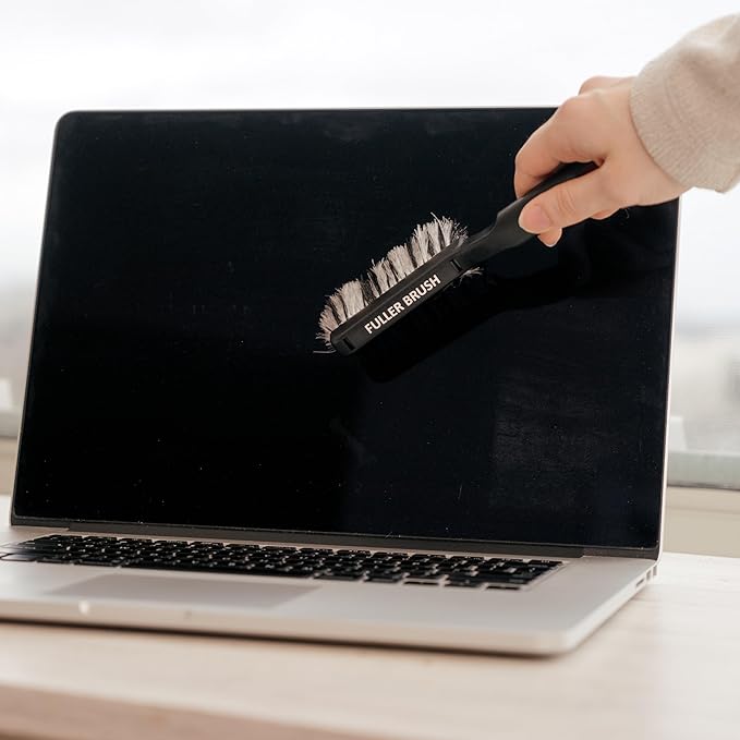 Fuller Brush Electronics Dusting Brush Set – for Laptop, Screen, Keyboard, TV, Phone, Vehicle Dash – Dual-Ended Duster with Microfiber and Goat Hair – Mini Bench Brush Duster with Polystatic Fibers