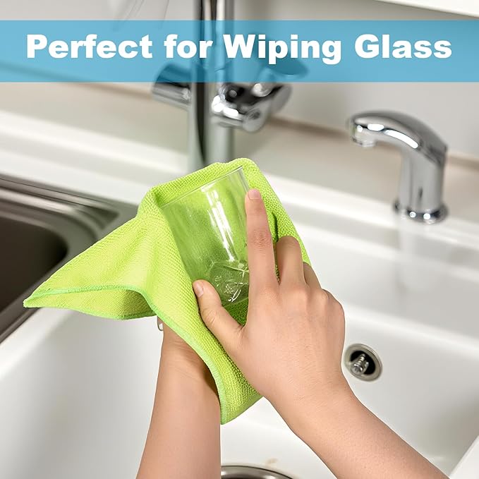 Microfiber Cleaning Cloths, 15 Pack Cleaning Rags, Wet and Dry Use Cleaning Towels, Highly Absorbent and Soft Feel, Lint Free, Streak Free, 11.5"X11.5"(Red/Yellow/Green/Blue/Purple)