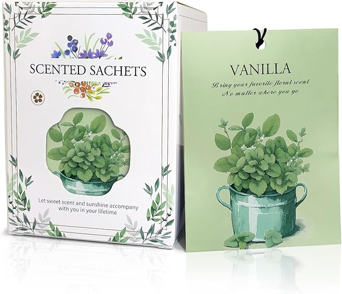 Vanilla Scented Sachet Bags - 12 Pack Closet Freshener Odor Eliminator, Long Lasting Home Fragrance for Drawers, Wardrobes & Cars, House Smell Good Products, Air Freshener for Closet