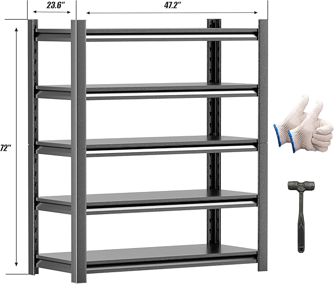 4 Pieces Garage Shelving,5 Tier 72"X47.2"X23.6"Inches,Storage Shelves Heavy Duty Thickened Metal Shelves Shelving Units and Storage,Garage Shelves Unit for Basement Metro
