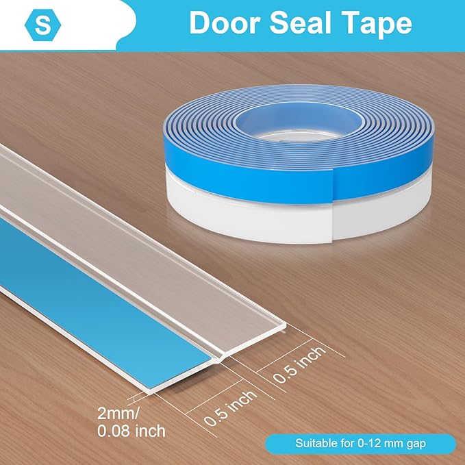 Weather Stripping Door Seal, Silicone Strip for Frame and Gaps Draft Stopper,Glass Shower Door Sweep, Clear, 20 Feet x 1 Inch