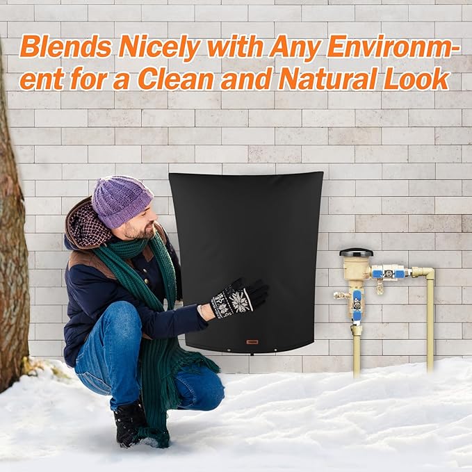 Backflow Preventer Pipe Insulation Cover (5°F) - Irrigation Sprinkler Valve Insulated Pouch - Water Well Pump Cover - Sturdy 5 Layers for Winter Freeze Protection, 18" W x 24" H, Black
