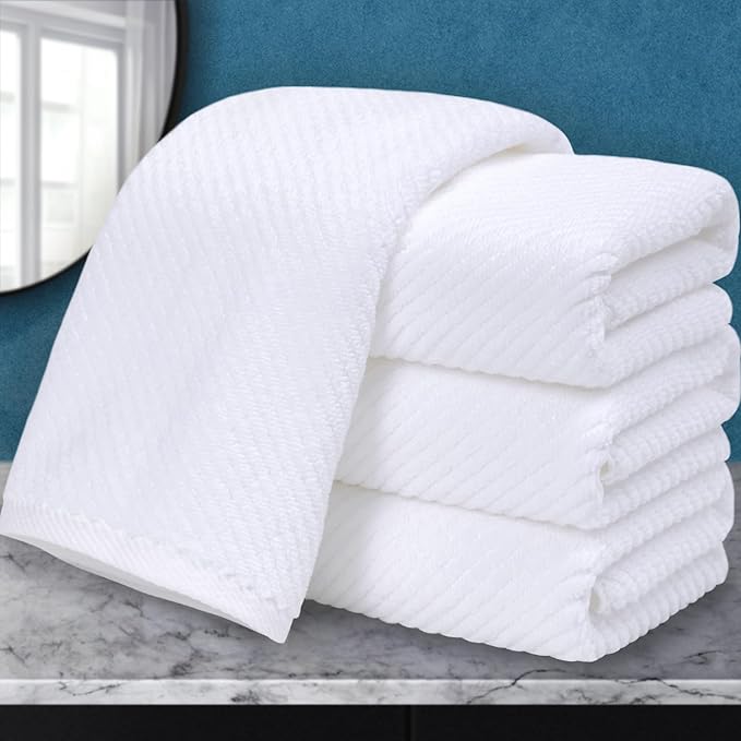 VOOVA & MOVAS White Hand Towels - 100% Cotton | Lightweight | Thick | Quick Dry | Soft | Absorbent, 4 Pack Large 18" x 28", Bath Hand Towels for Bathroom, Luxury Towel Gift Set