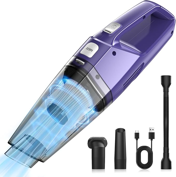 Handheld Vacuum Cordless – Car Vac Portable with 8KPA & Multi Accessories & Low Noise, Lightweight Hand Held Vacuum Cordless Rechargeable for Car/Home/Dust/Pet Hair, Mine Portable Vacuum