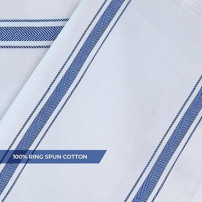 Dish Towels Set (Value Pack of 15) Size 15x25 Inch, 100% Cotton Soft & Absorbent Linen Kitchen Towel, Tea Towels, Reusable Cleaning Cloths for Household Cleaning (Blue)