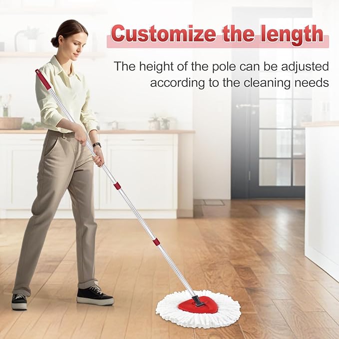 Mop Handle for Ocedar, Mop Handle for O Cedar, Spin Mop Replacement Handle for O Cedar, 4-Section Spin Mop Handles and Base for Ocedar, 30" to 58" Mop Stick Pole Handle and Base for Ocedar Spin Mop