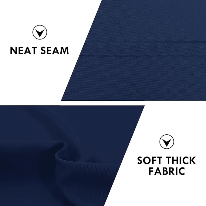 DWCN Blackout Curtains 63 Inch Length for Bedroom 2 Panels Set, Room Darkening Insulated Thermal Drapes for Living Room, Rod Pocket Window Treatment for Kids Boys Room (W52 x L63 Inch, Navy Blue)
