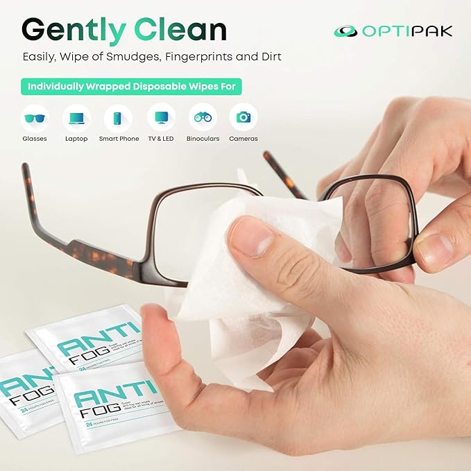 Anti Fog Wipes for Glasses, Binoculars, Face Shields, Ski Masks or Swim Goggles | Pre-Moistened Cleaning Antifog Lens Wipes for Eyeglasses and Defogger for Glasses (350 Count Pack of 3)