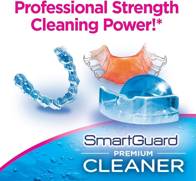 SmartGuard Premium Cleaner Crystals –(110 Cleanings)- Removes Stain, Plaque & Bad Odor from Dentures, Clear Braces, Mouth Guard, Night Guard & Retainers.