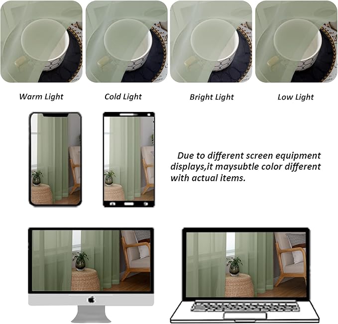 Chyhomenyc Extra Long Sage Green Sheer Curtains 120 Inches Long 2 Panels, Light Filtering Green Curtains for Living Room, Soft Gentle Voile Rod Pocket Bedroom Window Drapes, 59Wx120L Inch, 10FT, 2PCS