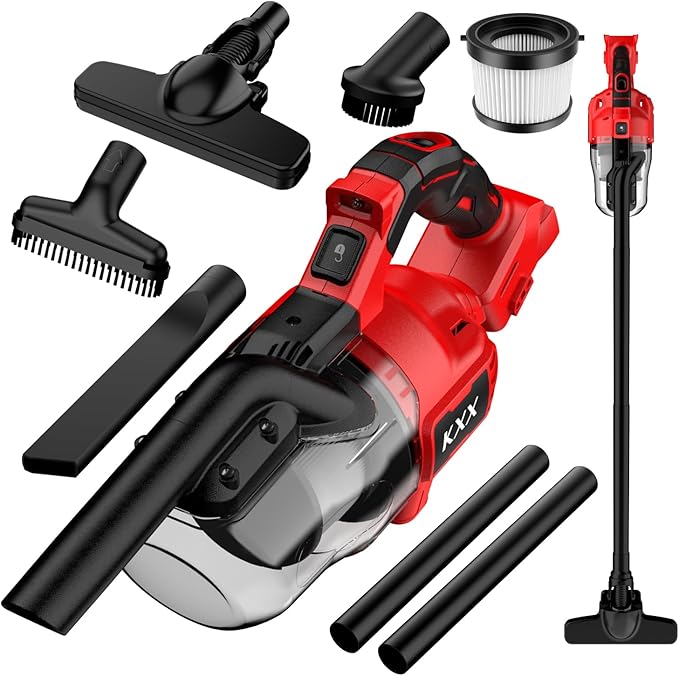 KXX Cordless Vacuum for Milwaukee M18 Battery, 5 in 1 Handheld Electric Vacuum Cleaner with 500W Powerful Motor, 46 CFM Portable Hand Vacuum with Filtration HEPA for Floor, Carpet, Car (Tool Only)