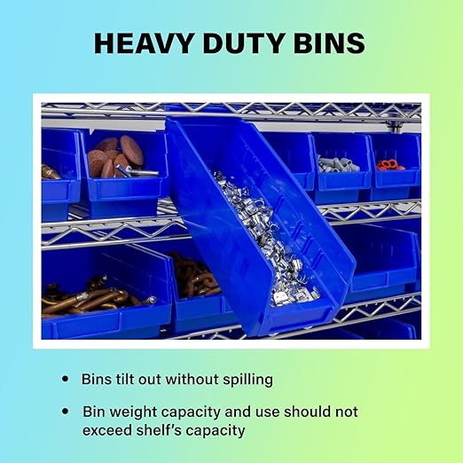 Akro-Mils 30120 Plastic Shelf Bins, Heavy Duty Storage Bins for Garage, Closet, and Drawer Organization, 12-Inch x 4-Inch x 4-Inch, Green, 24-Pack