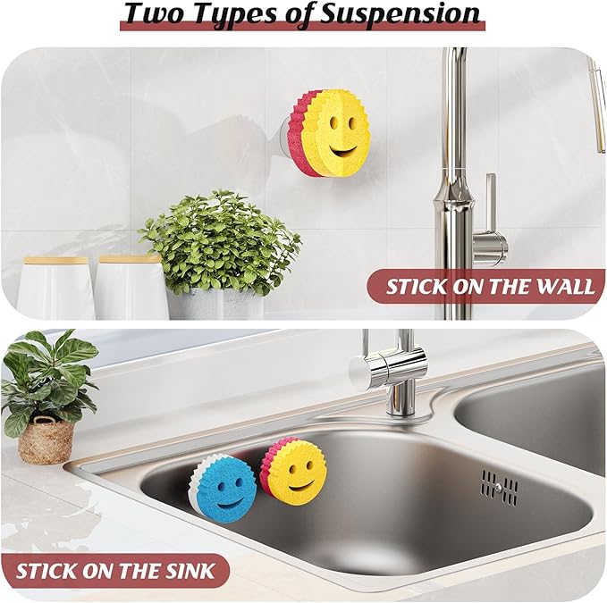 Sponge Holder for Kitchen Sink,Sink Caddy Organizer with Suction Cup Installation for Kitchen/Bathroom, Self Draining,Sponge Caddy for Holding Smiley Sponges-Bronze