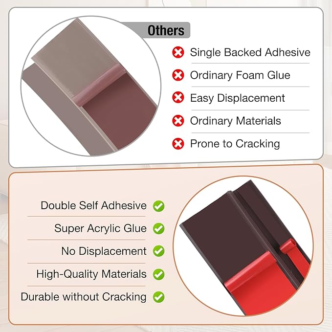 Floor Transition Strip Self Adhesive Vinyl Door Threshold for Doorways Carpet Edging Trim Overlap Edge Reducer for Laminate Floor, Carpet, Tile (Dark Walnut Grain, 2/5" to 3/5", 10Ft)