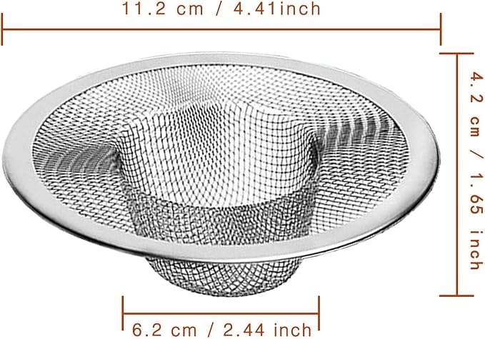 2pcs Heavy Duty Stainless Steel Slop Basket Filter Trap, 4.41" Top / 2.44" Mesh Metal Sink Strainer,Perfect for Kitchen Sink/Bathroom Bathtub Wash Basin Floor Drain Balcony Drain Hole,Utility…