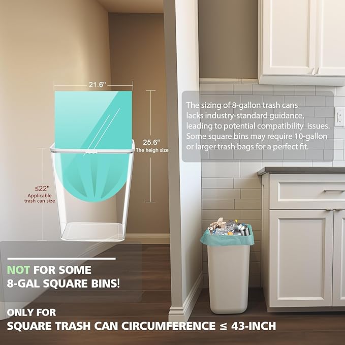 Biodegradable 8 Gallon Trash Bags, AYOTEE Garbage Bags 8 gallon, Compostable Medium Trash Bag, Unscented Leak Proof Bag for Office, Home, Bathroom, Bedroom, Car, Kitchen, Pet(Green)