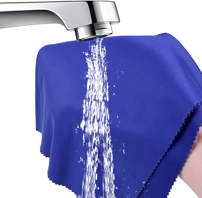 Wisdompro Extra Large 4-Pack Microfiber Cleaning Cloth For Laptop, LCD TV, Computer Screen, Monitor, Tablet, Camera Lens, Glass, Lenses, Phone, iPhone, iPad, other Delicate Surface - Blue (16x16 Inch)