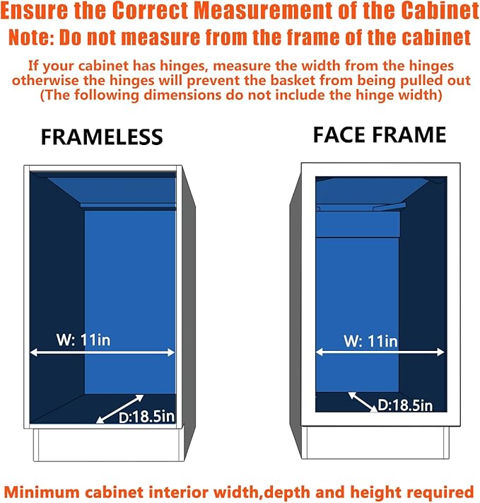 Pull Out Cabinet Organizer 10½" W x 18" D, Heavy Duty Cabinet Pull Out Shelves, Slide Out Drawers Organization for Kitchen Cabinets Bathroom